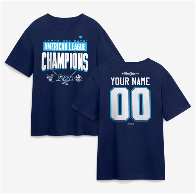 Men's Navy Tampa Bay Rays Custom 2026 League Champions Big & Tall Name & Number T-Shirt